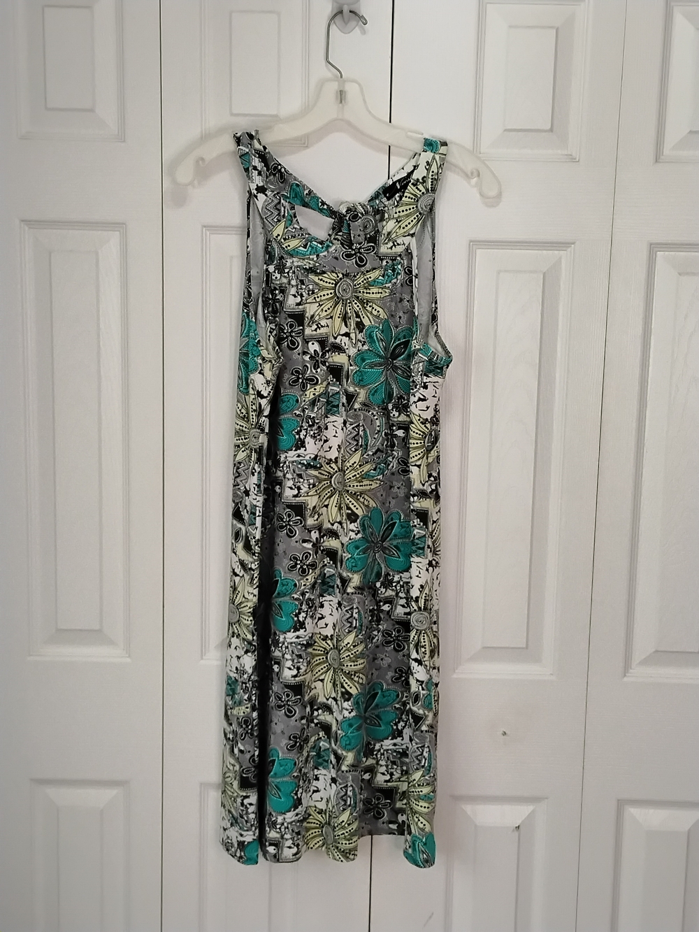 Floral Teal and Gray Maxi Dress - Sleeveless Summer Dress